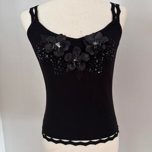 Embellished Cut-Out Knit Tank Top